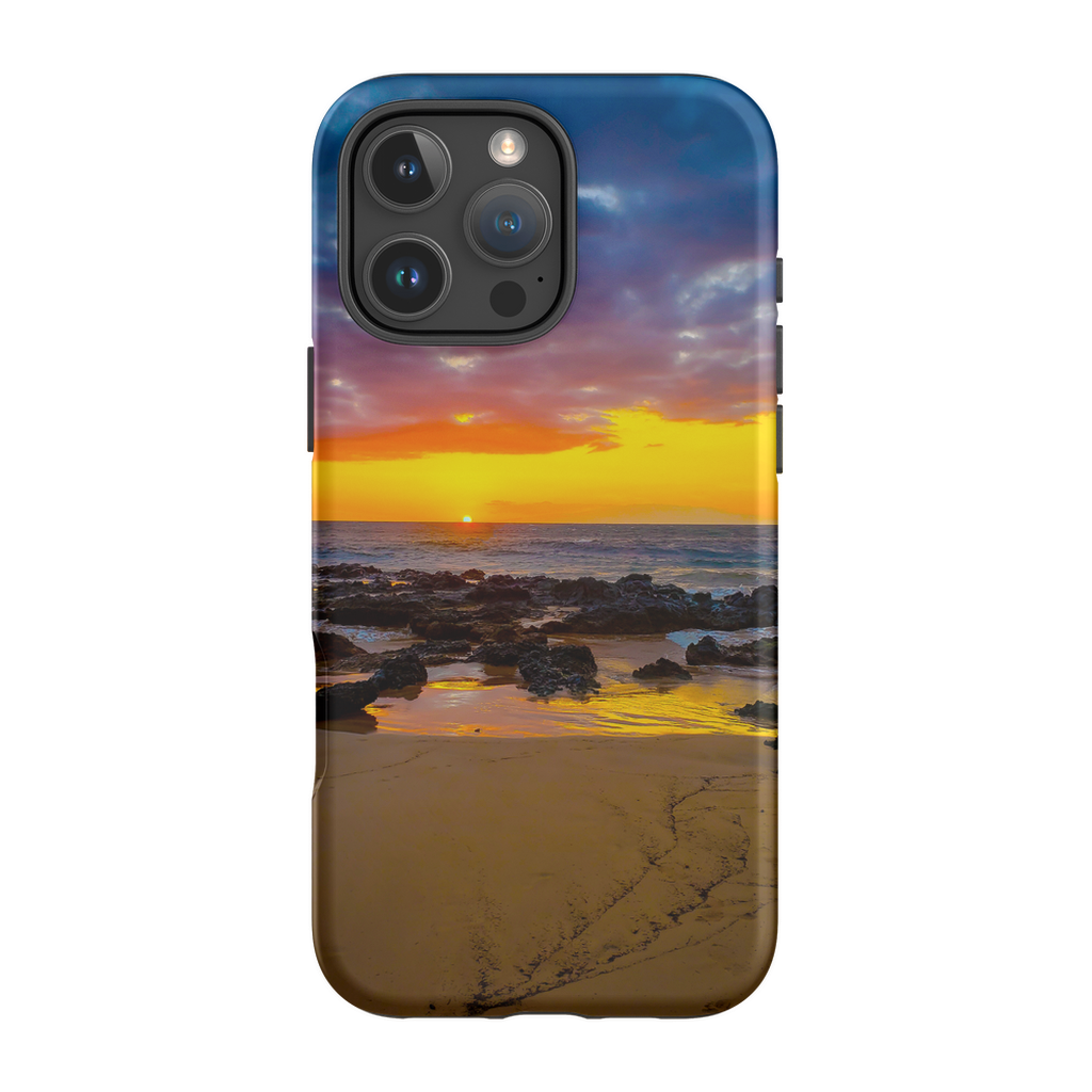 Maui Sunset premium cell phone case featuring Hawaiian island and golden hour sunset design by Sam Gilliss Visual Arts