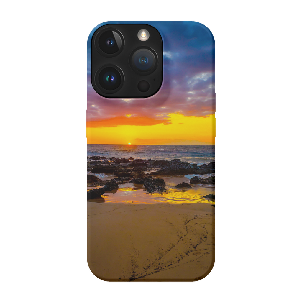 Maui Sunset premium cell phone case by Sam Gilliss Visual Arts featuring Hawaiian island golden hour sunset scene.