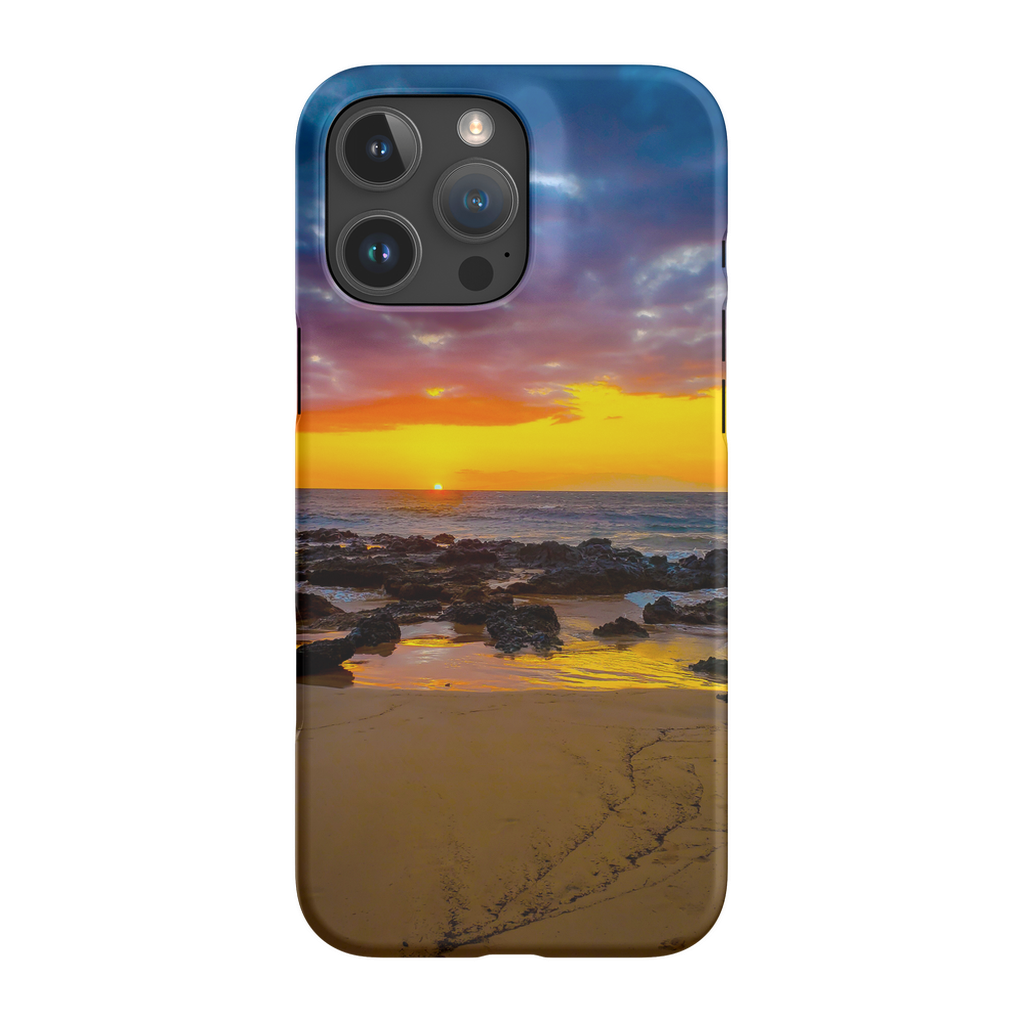 Sam Gilliss Visual Arts Maui Sunset cell phone case featuring Hawaiian island and golden hour sunset design.