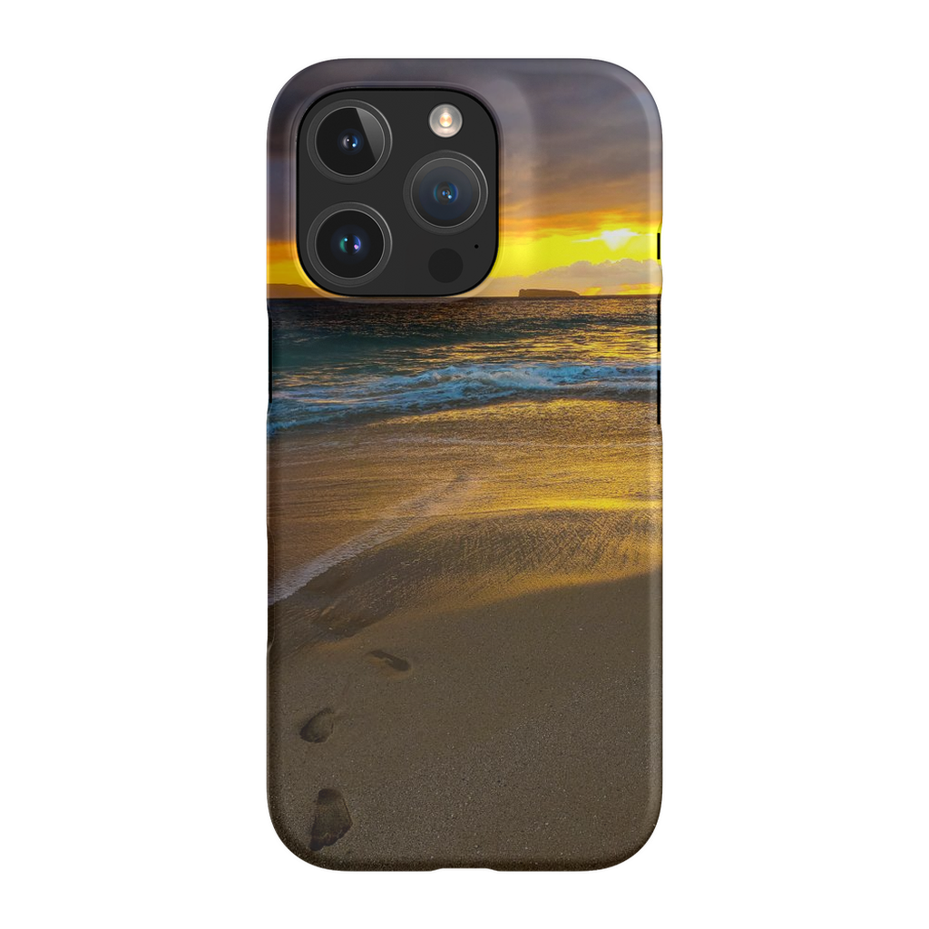 Hawaii-themed cell phone case with a Stormy Sunset at Makena Beach, Maui by Sam Gilliss Visual Arts, featuring vibrant ocean and sky scenery.