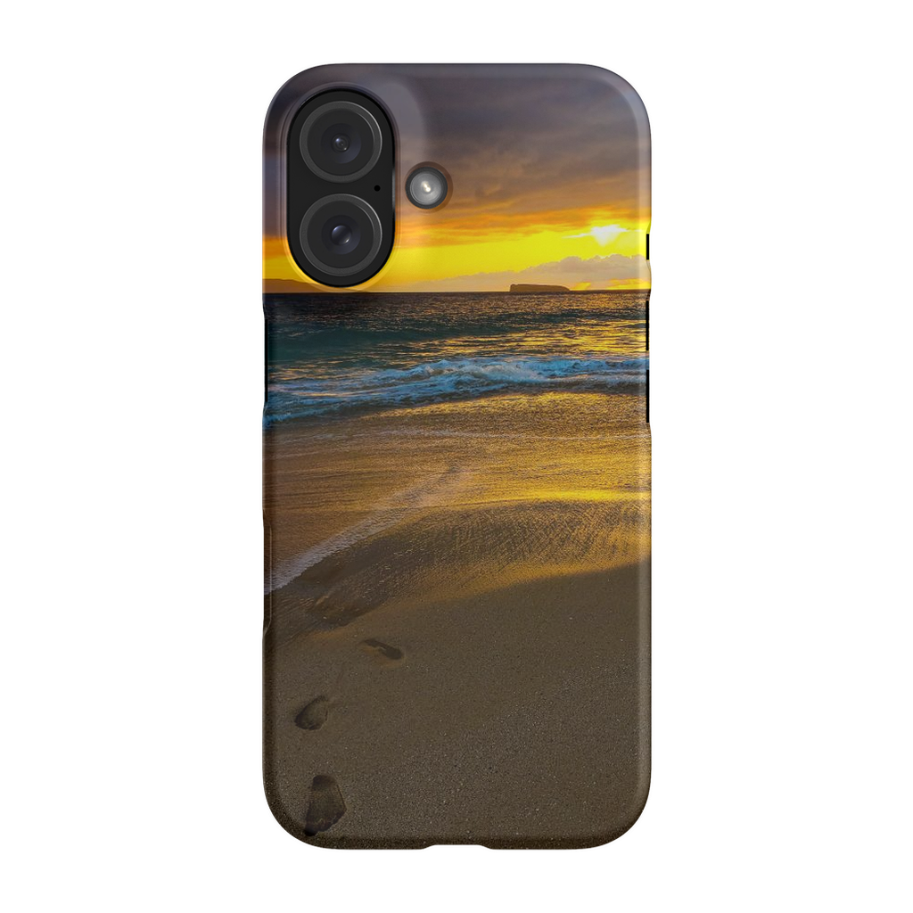 Hawaii cell phone case featuring Sam Gilliss' Stormy Sunset at Makena Beach Maui, with vibrant sunset and ocean scene artwork.