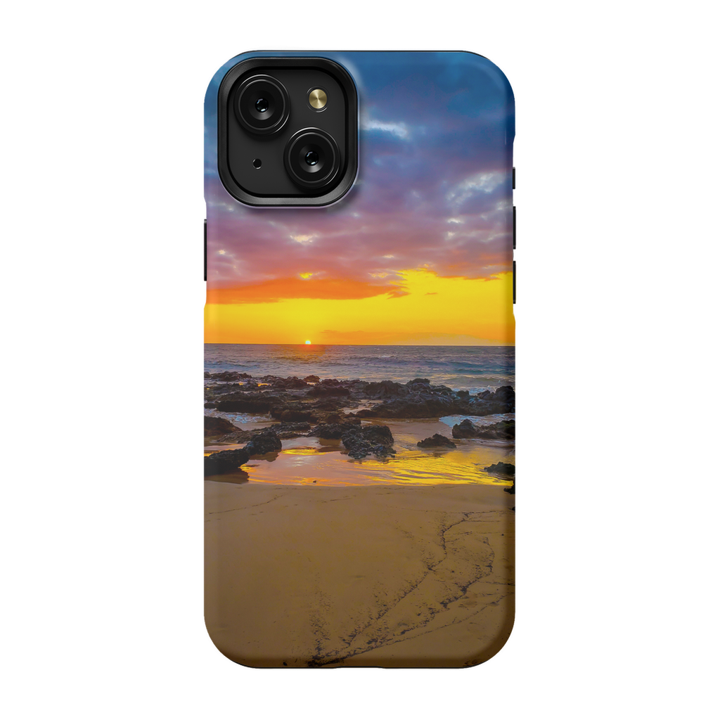 Maui Sunset premium cell phone case featuring Hawaiian island and golden hour scene by Sam Gilliss Visual Arts.