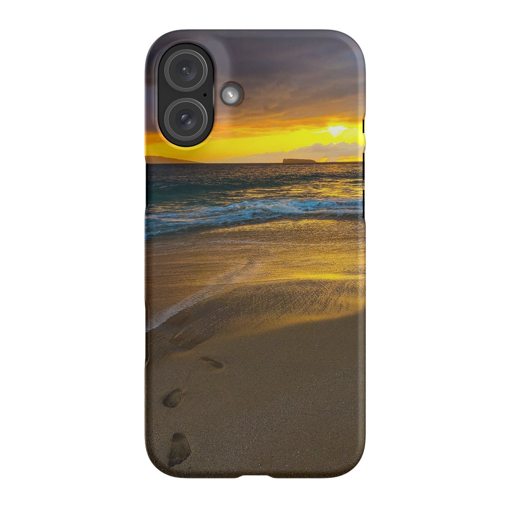 Hawaii-themed premium cell phone case featuring a Stormy Sunset at Makena Beach, Maui by Sam Gilliss Visual Arts.