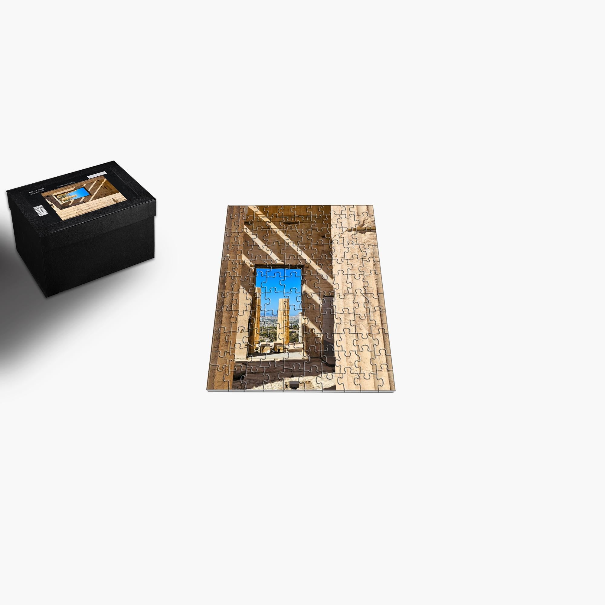 Sam Gilliss Visual Arts puzzle of the Propylaea at the Acropolis, featuring detailed classical Greek architecture in a 1000-piece jigsaw.