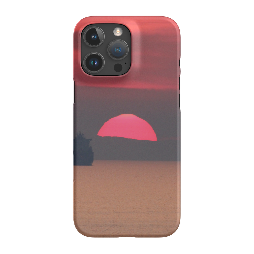 Premium Cell Phone Case featuring a ship at sunset over Corsica's Mediterranean coast by Sam Gilliss Visual Arts.
