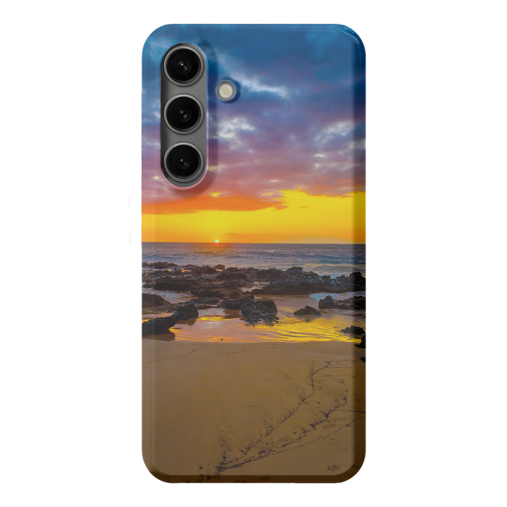Sam Gilliss Visual Arts Maui Sunset phone case featuring vibrant Hawaiian island and golden hour sunset design.