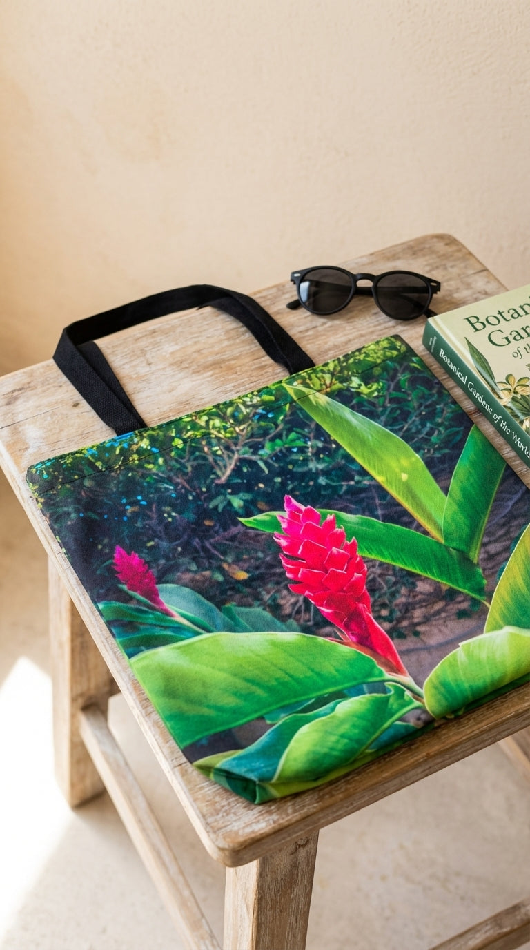 Hawaiian Red Torch Ginger tote bag by Sam Gilliss Visual Arts, premium double-stitched cotton with vibrant tropical floral print.