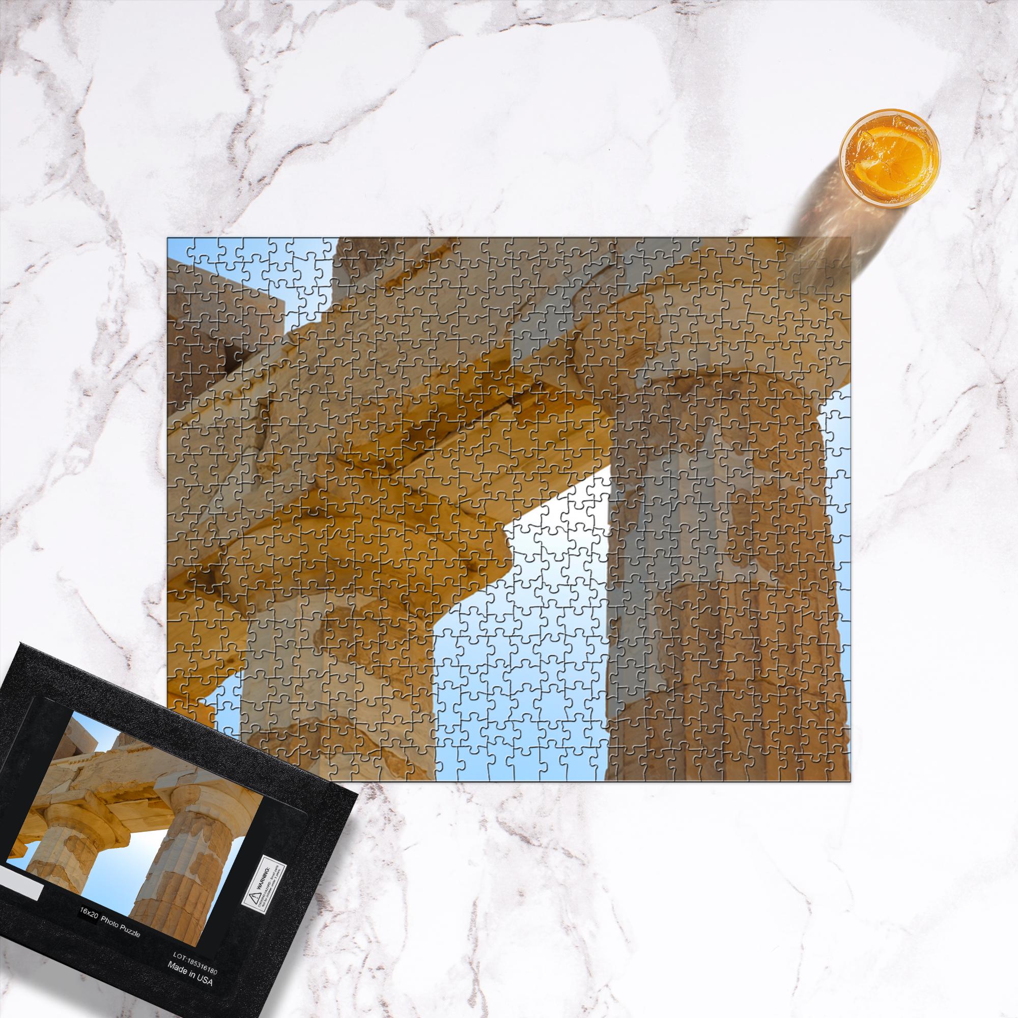 Sam Gilliss Visual Arts puzzle featuring the Parthenon at the Acropolis in Athens Greece, with 1000-piece fine art jigsaw puzzle.