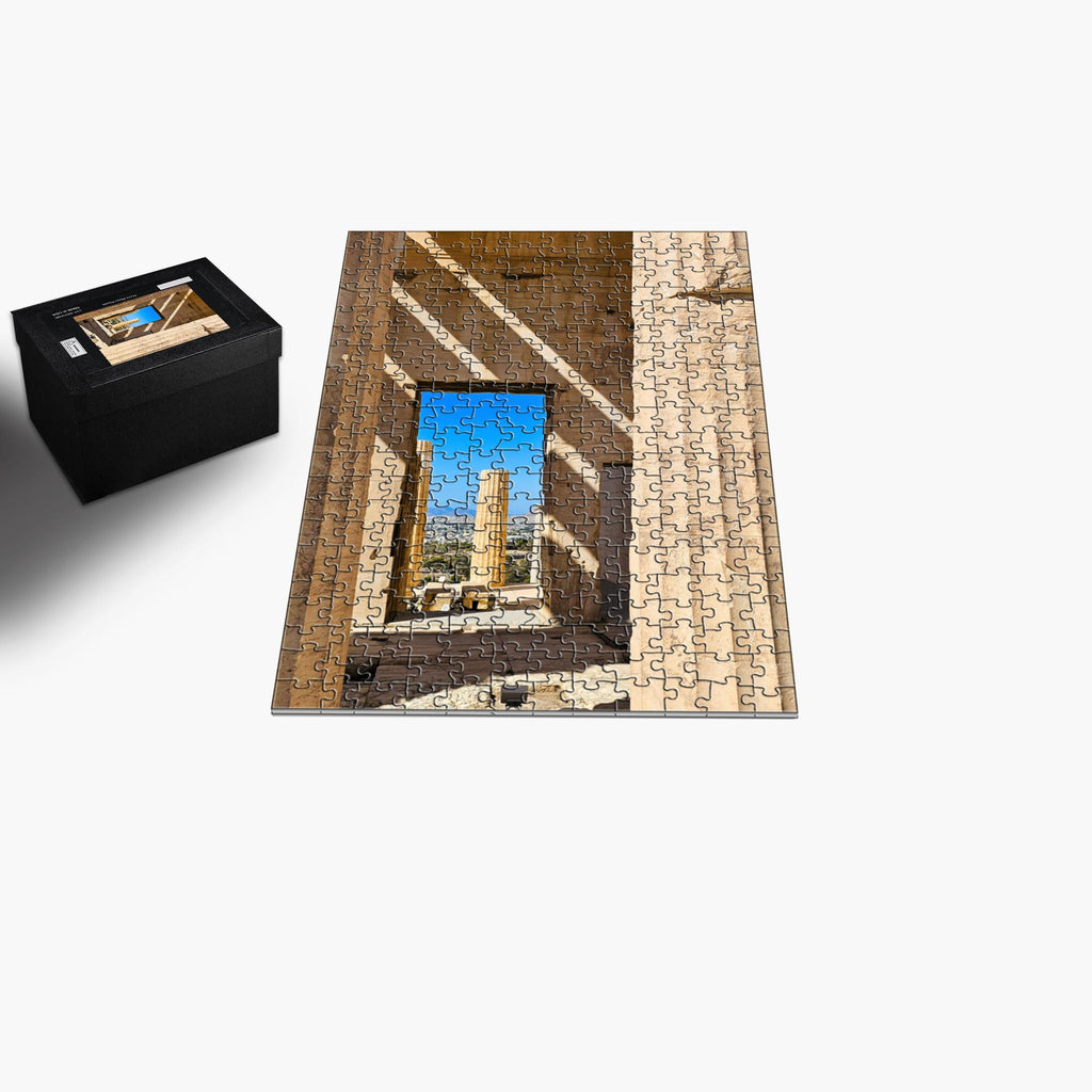 Sam Gilliss Visual Arts puzzle featuring the Propylaea at the Acropolis in Athens, Greece, showcasing classical Greek architecture.