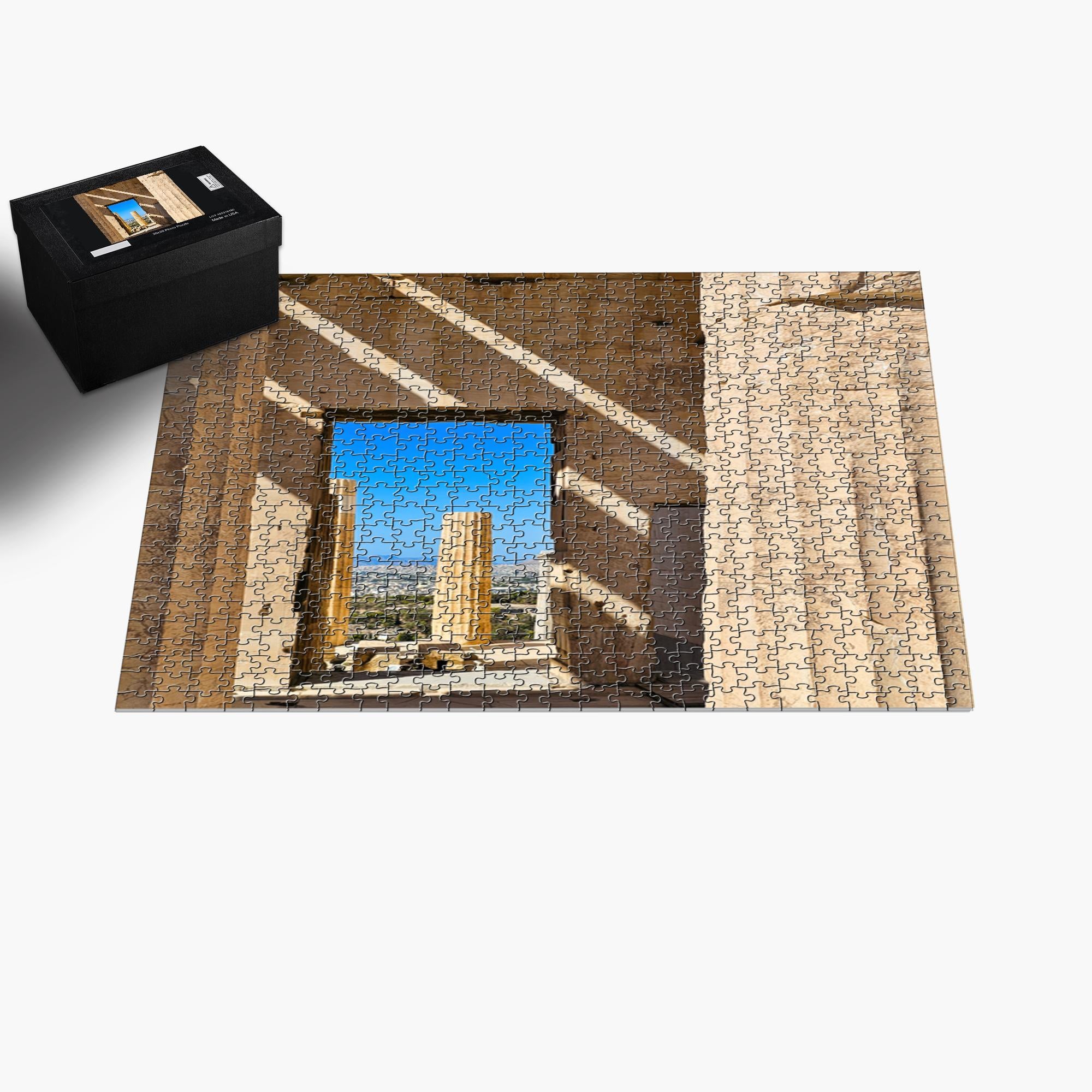 Close-up of the Propylaea at the Acropolis puzzle by Sam Gilliss Visual Arts, showing classical Greek architecture in detailed artwork.