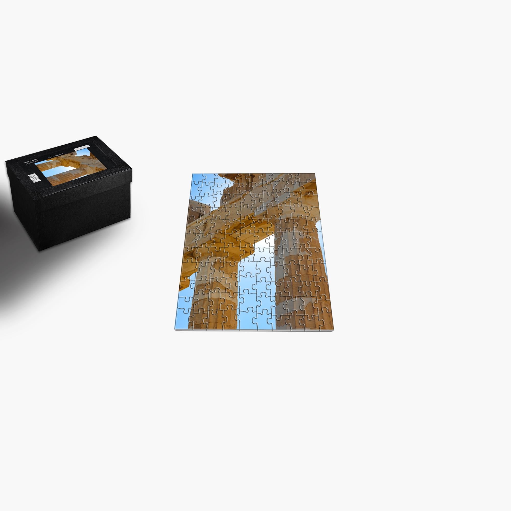 Sam Gilliss Visual Arts puzzle of the Parthenon at the Acropolis, featuring detailed artwork of Athens Greece in 110 to 1000-piece jigsaw.