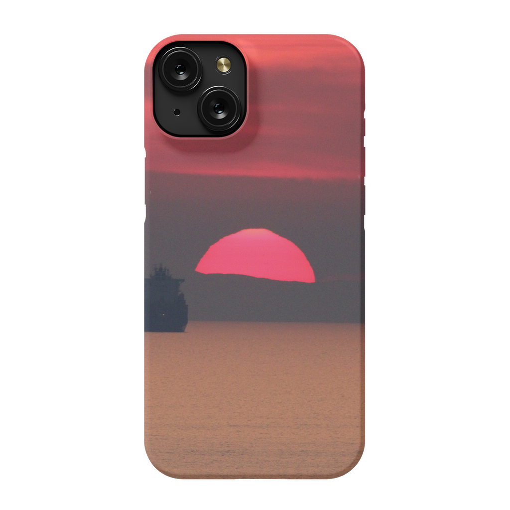 Premium cell phone case with a sunset over Corsica's Mediterranean coast, featuring artwork by Sam Gilliss Visual Arts.