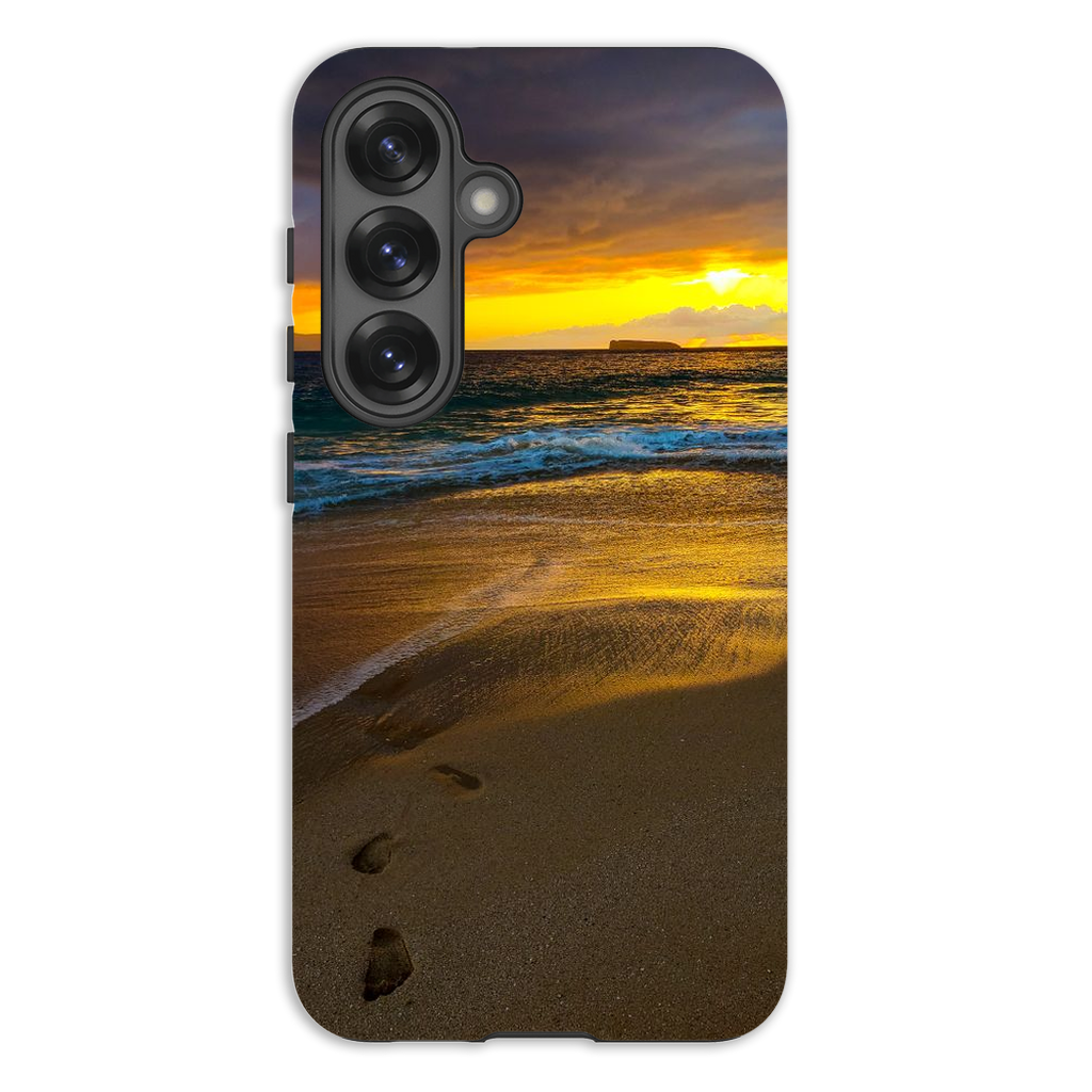 Hawaiian cell phone case featuring a stormy sunset at Makena Beach, Maui with vibrant ocean and sky artwork by Sam Gilliss Visual Arts