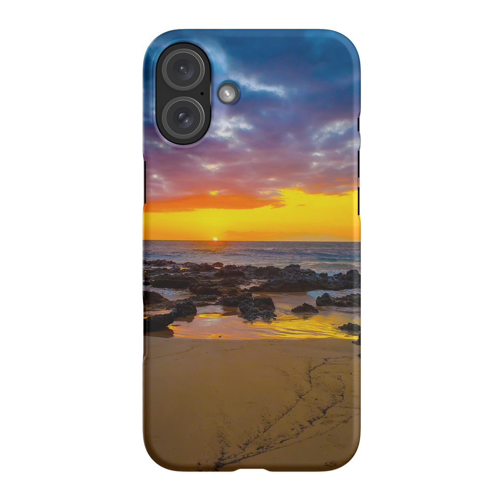 Maui Sunset premium cell phone case with Hawaiian island and golden hour sunset scene by Sam Gilliss Visual Arts.