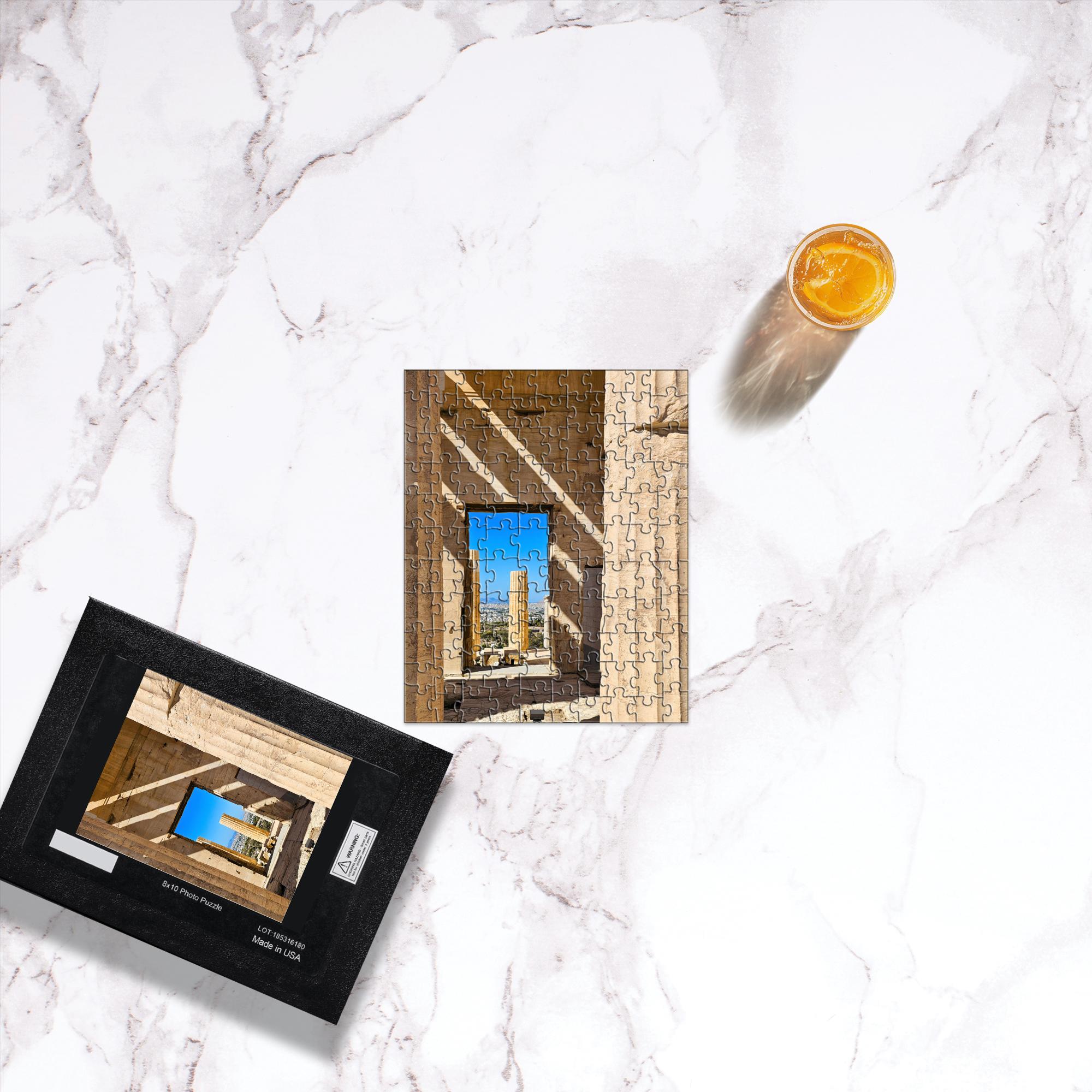 Sam Gilliss Visual Arts puzzle featuring the Propylaea at the Athens Acropolis, 110 to 1000-piece classical architecture jigsaw puzzle.