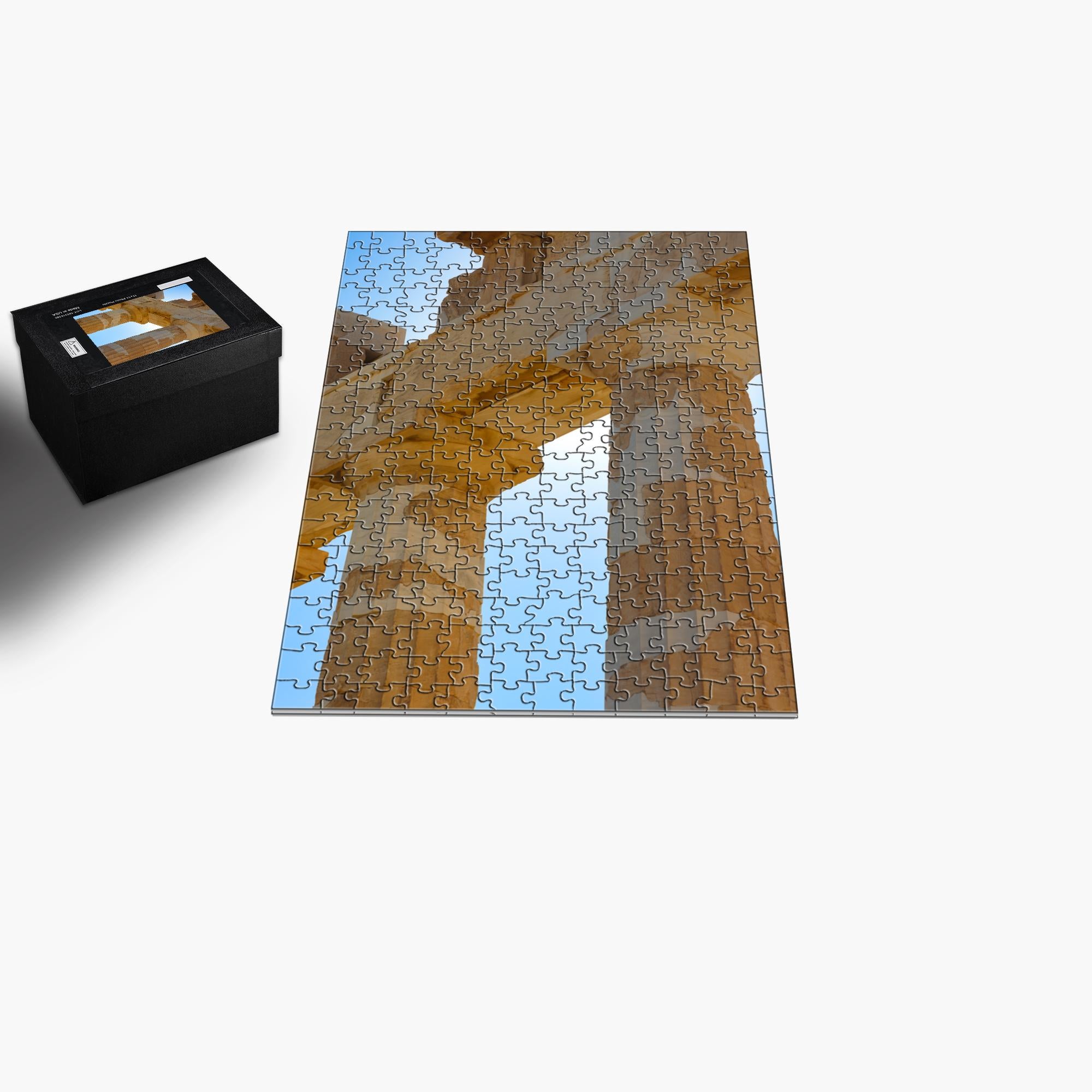 Sam Gilliss Visual Arts puzzle featuring the Parthenon at the Acropolis in Athens Greece, with 1000-piece fine art jigsaw puzzle.